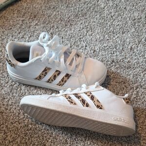 Adidas White Shoes with Animal Print Accents